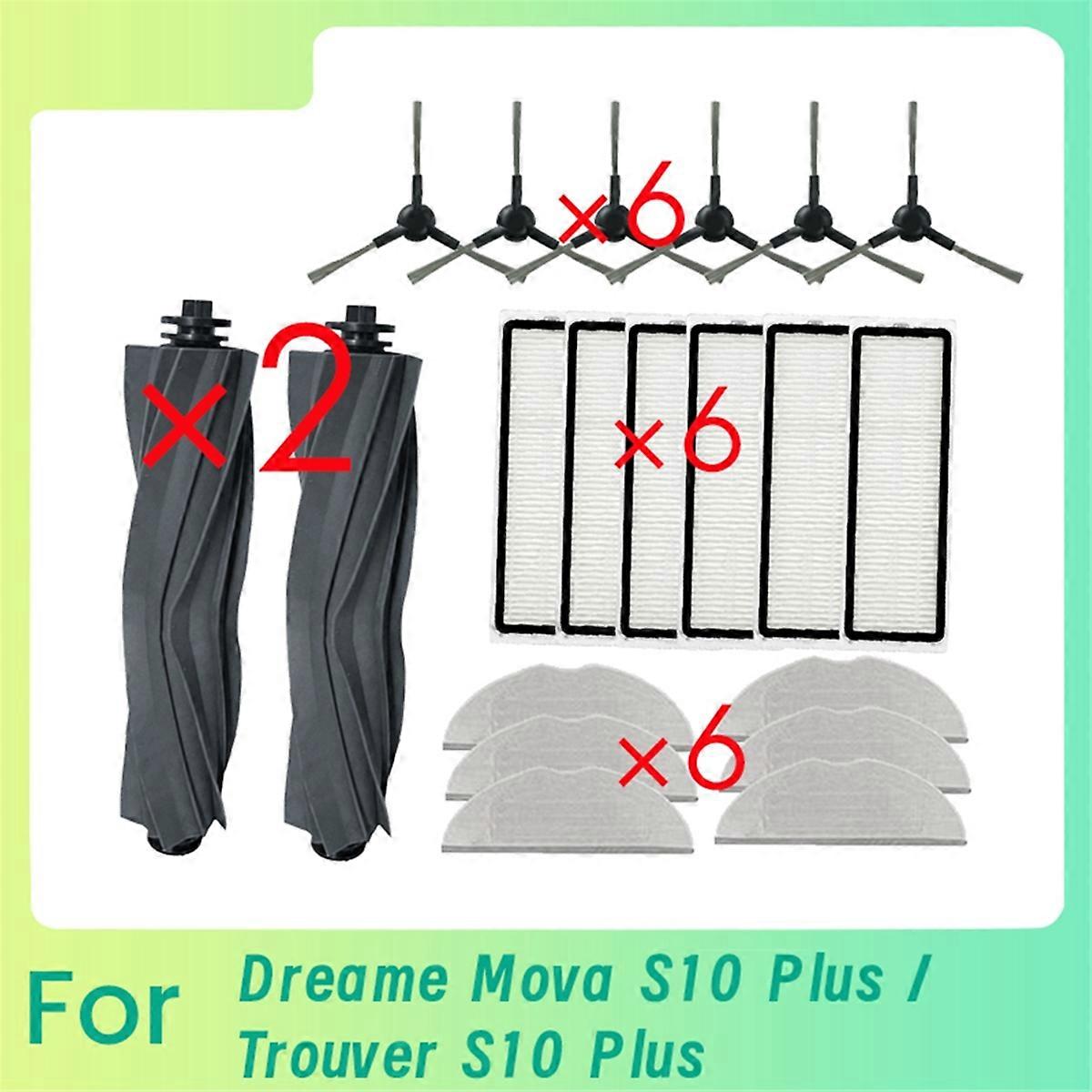 20 Pcs for S10 Plus / Trouver S10 Plus Sweeping Robot Cleaner Parts Replacement Main Side Brush Mop Filter