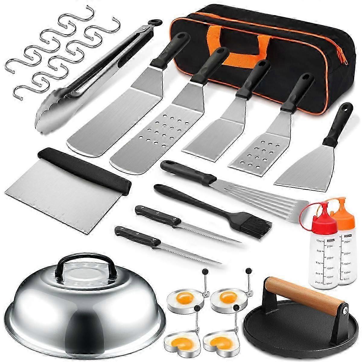 Flat Top Grillzubehör-Set, Grillspatel-Set (mit extra großem Spatel), flache Abdeckung, Grillspatel für den Außenbereich