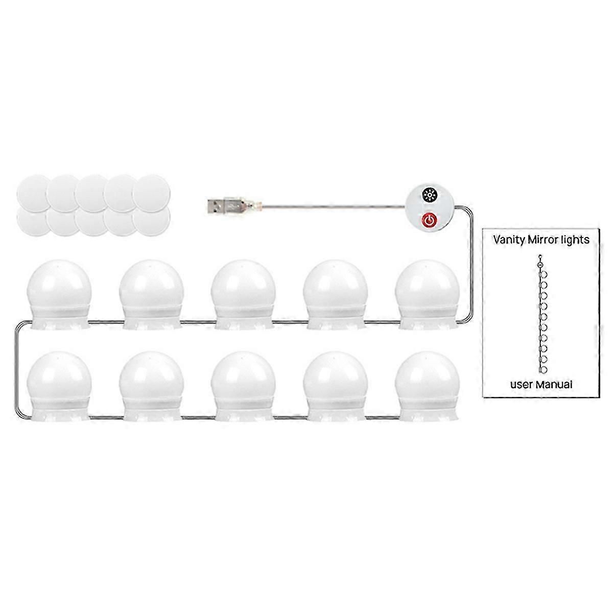 Led Vanity Lights For Mirror Usb Vanity Lights With 10 Dimmable Bulbs Adjustable 3 Color Makeup Mirror Might Bulb