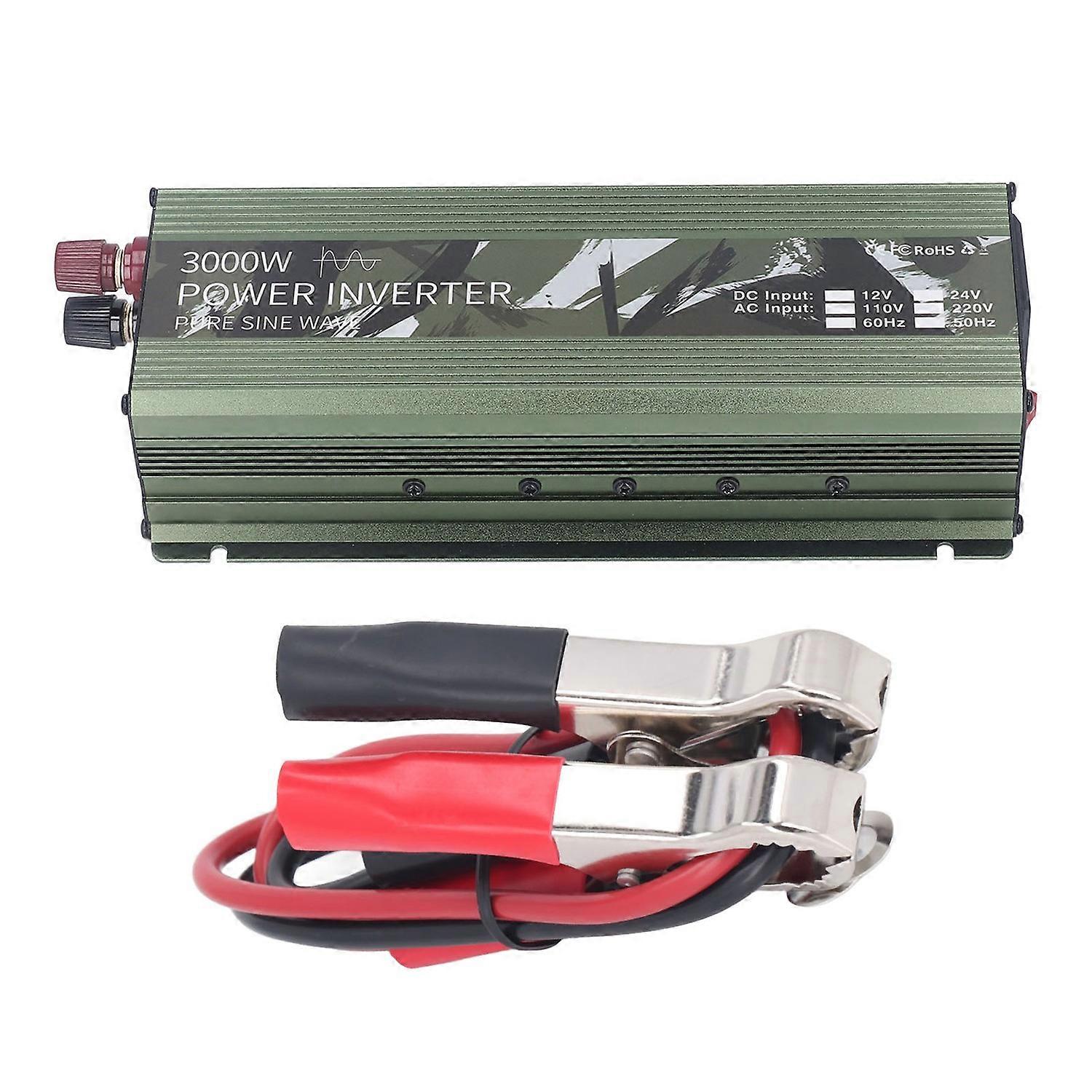3000W Power Inverter DC 12V to AC 220V Pure Sine Wave Solar Outdoor Inverter with Cooling Fan