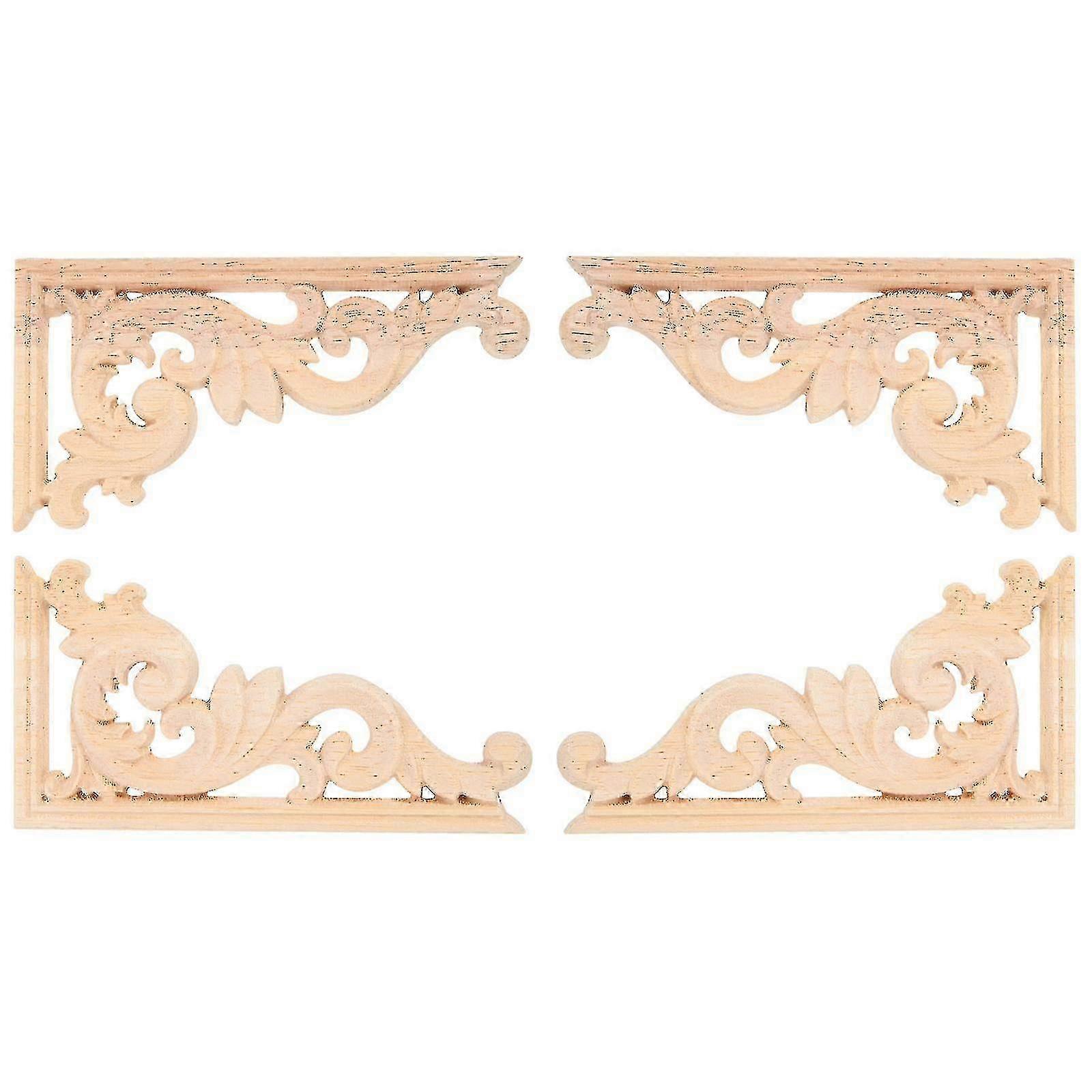 4 قطع ديكور عتيق خشبي منحوت على شكل باب أوروبي، زخرفة زاوية، نحت خشبي، ديكور خزانة