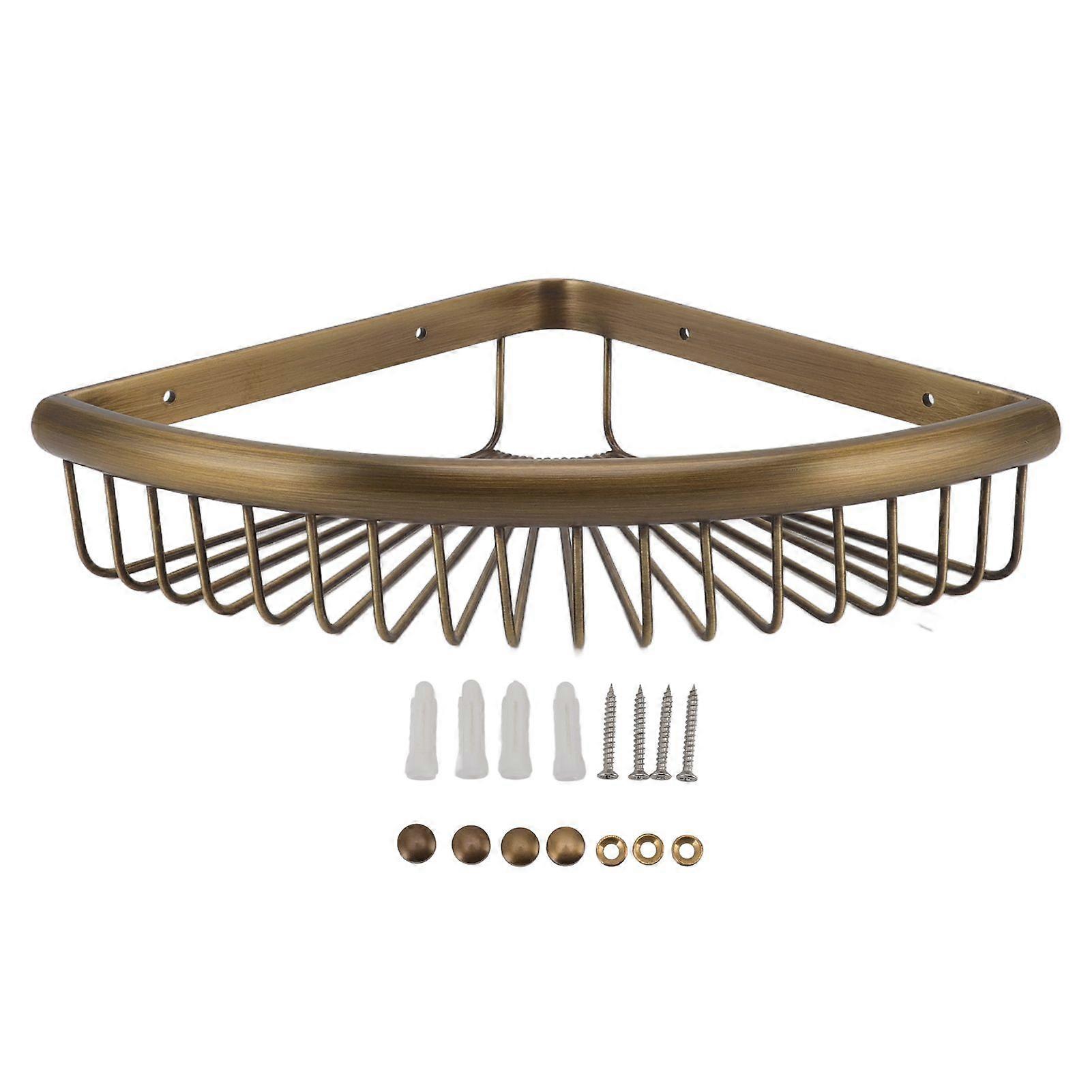 Vintage Corner Shower Caddy Brass Triangular Storage Rack Shelf Bathroom Organizer Corner Shelf