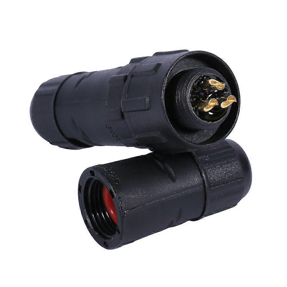 Assembled IP68 Waterproof Grade Plug and Socket Electrical Cable Connector Black 3 Pins