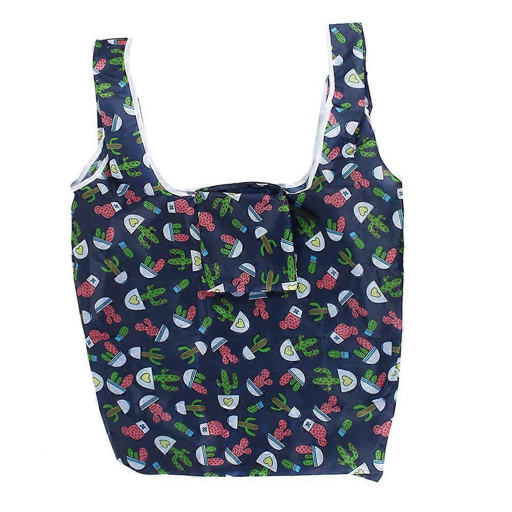 Reusable Folding Polyester Shopping Bag Large U-shaped Printing Handbag(Cactus)