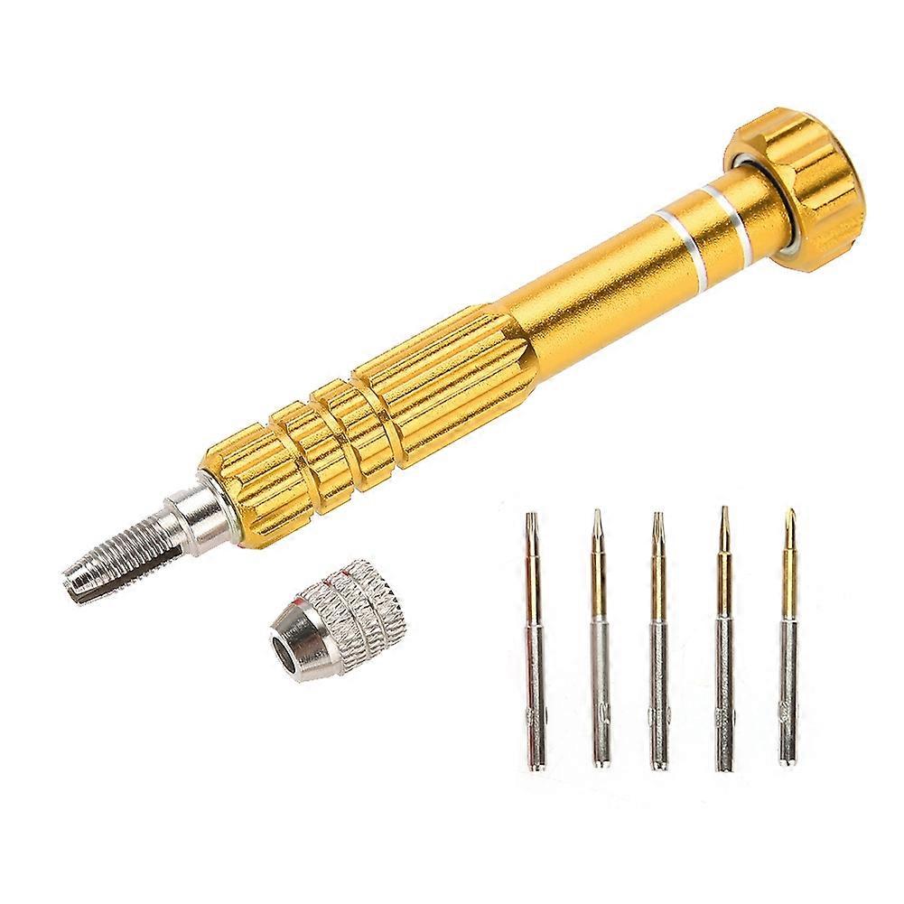 Screwdriver Handle with 5 Precision Bits Repair Tool Kit for Glasses & Watches