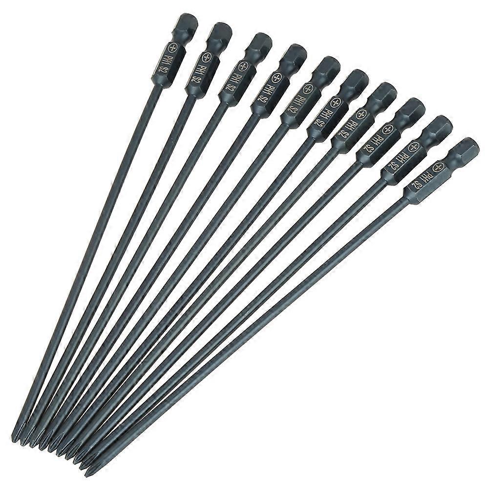 10pcs S2 Steel Cross Head PH1 Screwdriver Bits Set 1/4inch Hex Shank 150mm