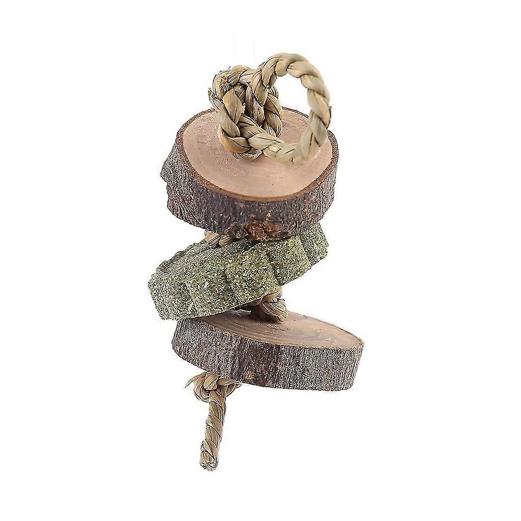 Natural Grass Cake Sturdy Wood String Toy Hang For Rabbit Hamster Guinea Pigs