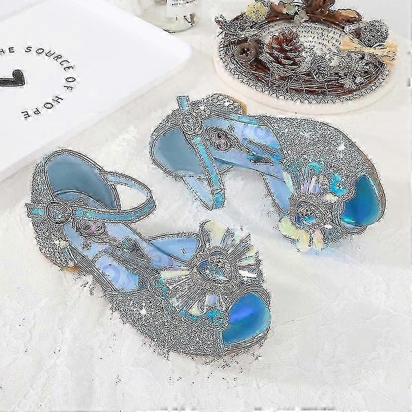 Girls Sandals Frozen 2 Elsa Princess Shoes Little Girls Crystal Shoes Children High Heels Catwalk Show Shoes
