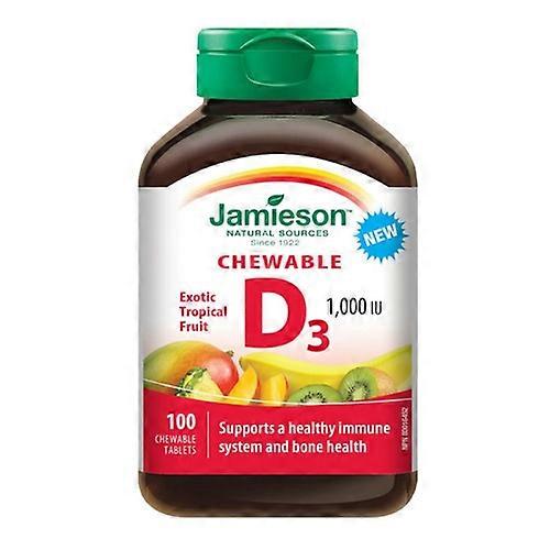 Jamieson Vitamins Chewable Vitamin D3 1,000 IU Exotic Tropical Flavour, 100 Chews
