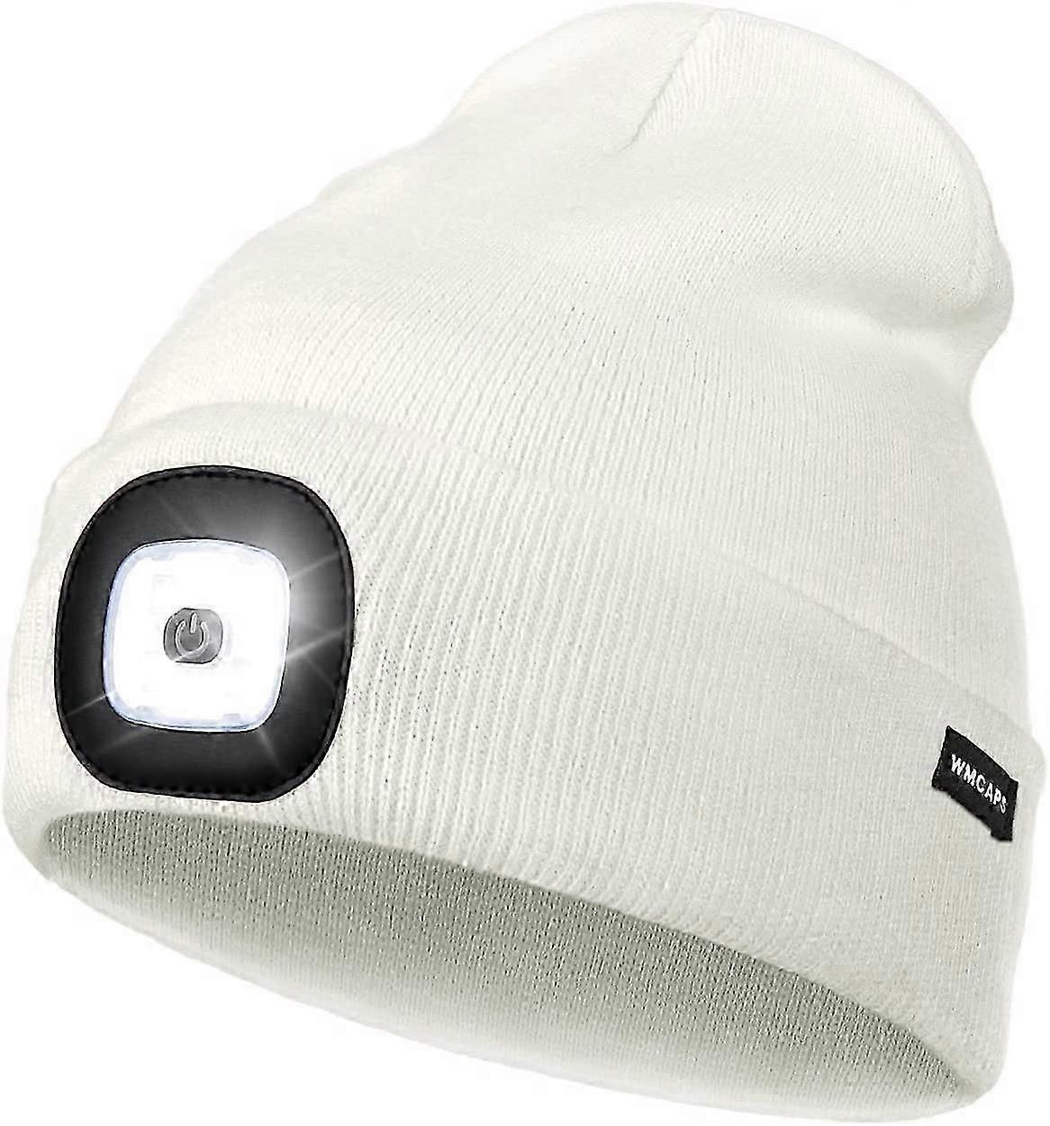 Rechargeable LED Lighted Beanie Hat, Perfect Dad Gifts in Christmas, Cap with Light Head Torch Unisex Winter Warm Knit Beany