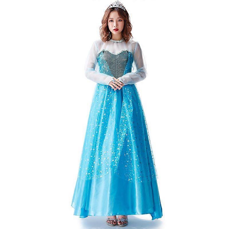 ハロウィン コスプレ ブルーメッシュ ストラップレス プリンセス ソングストレス キングガール ロングドレス ウエディングステージ パフォーマンスコスチューム