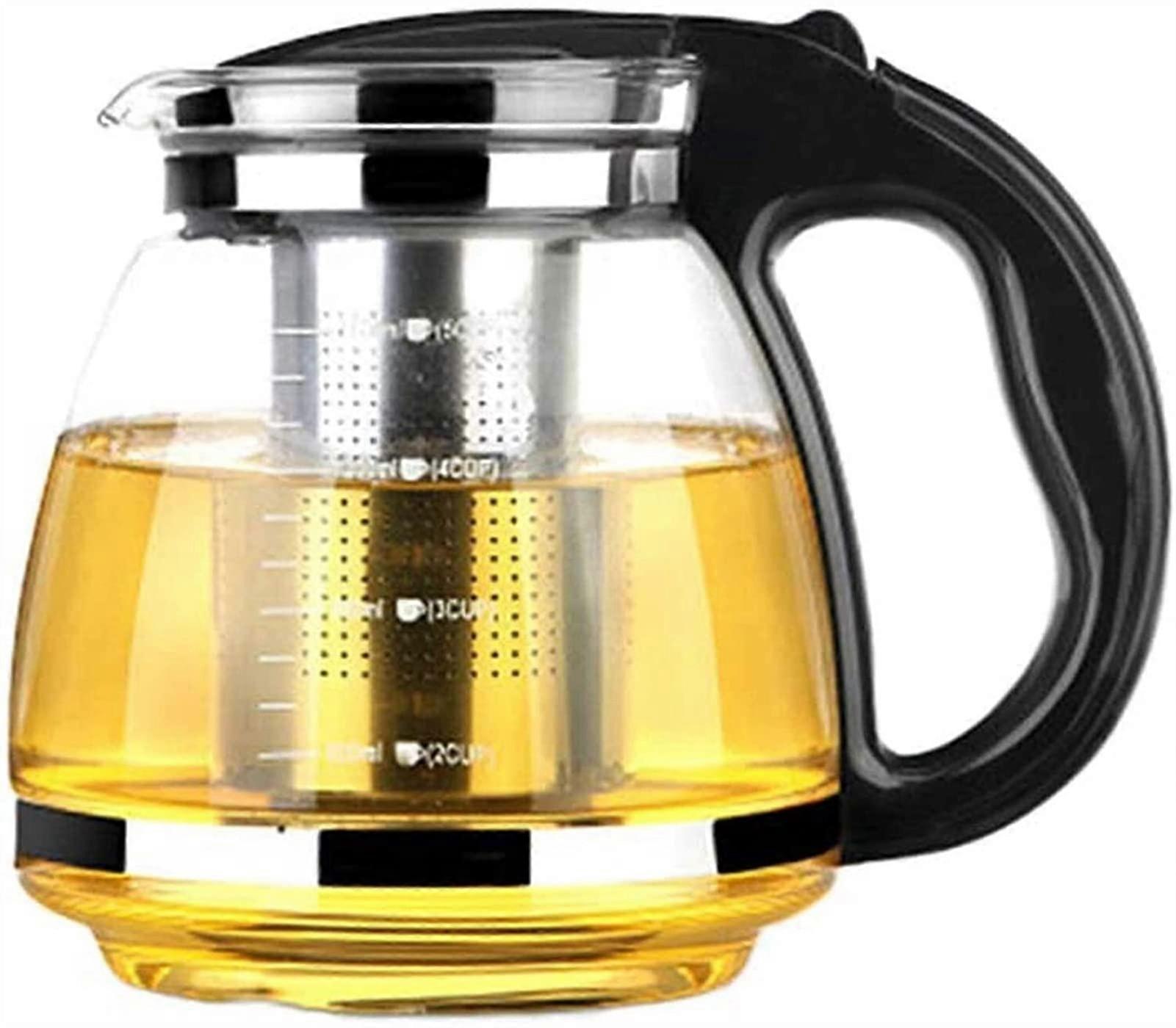 Tea Glass Teapot 2L with Removable Infuser Stovetop Safe Loose Leaf Tea Maker for Home Brewing