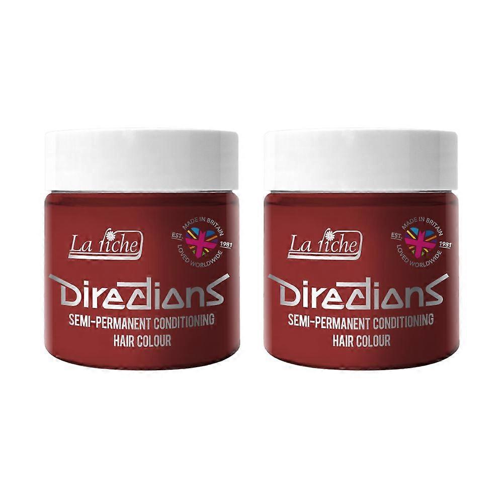 2 x La Riche Directions Semi-Permanent Hair Color 100ml Tubs - Pillarbox Red