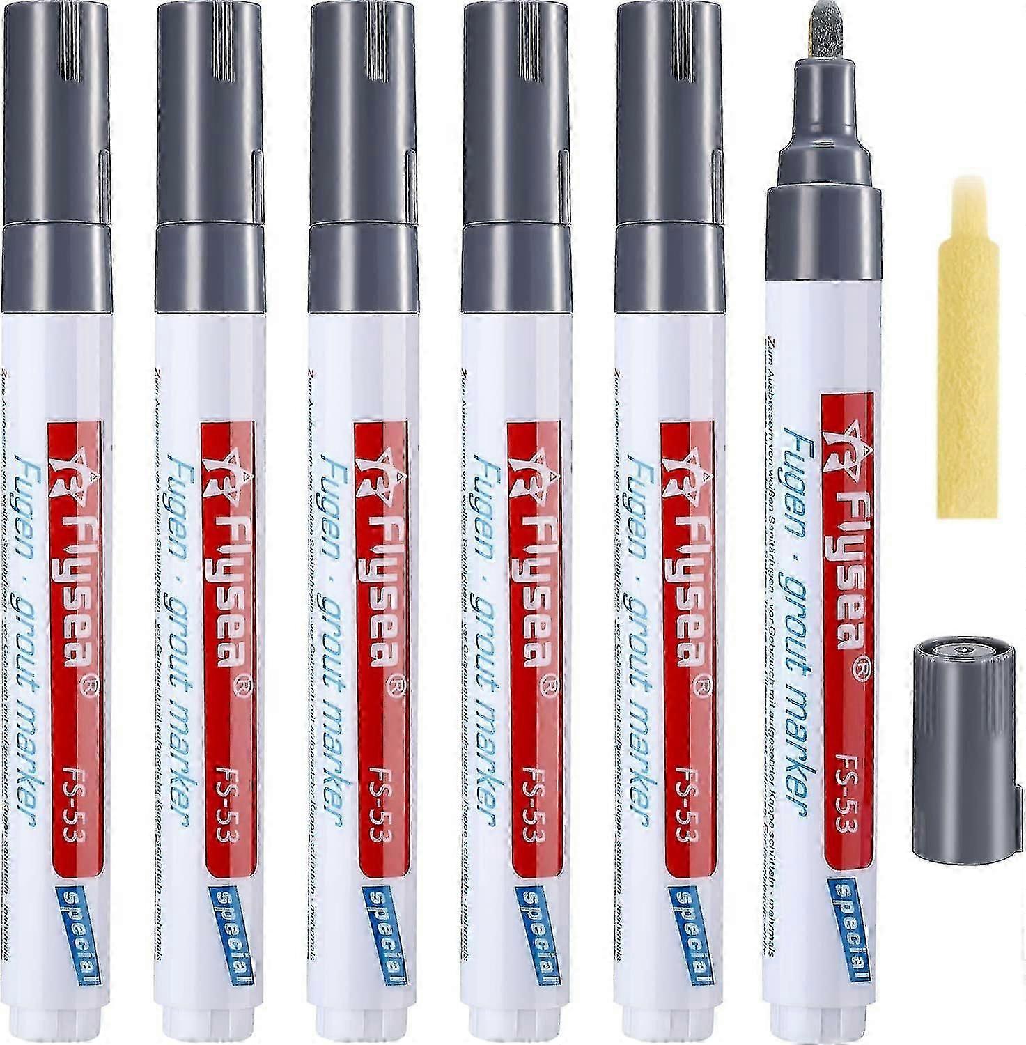 6 Tile Grout Pen Wall Grout Restorer Pen Repair Marker Grout Filler Pen For Bathroom Floor Wall Tile Restoration (dark Grey)