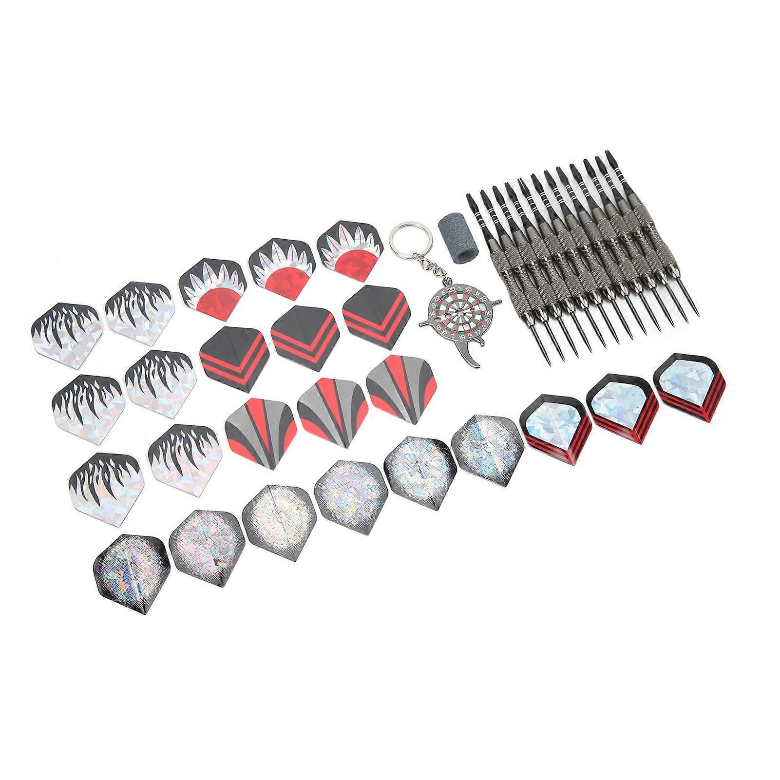 12Pcs Dart Set Stainless Steel Tip Anti Fall Competitive Entertaining Stainless Steel Tip Darts Set for Darts Players