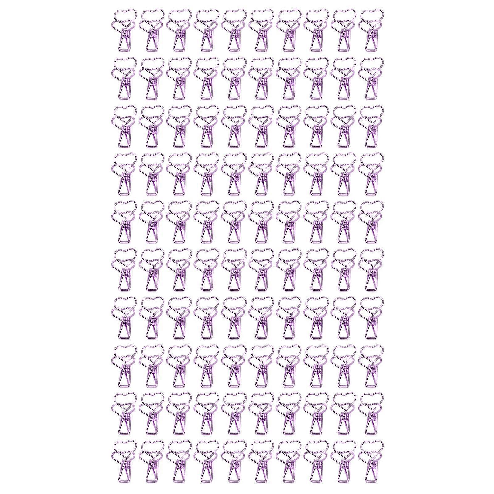 100 Pcs Hollow Heart Shape Strong Clamping Force Metal Small Binder Clips for Office Documents