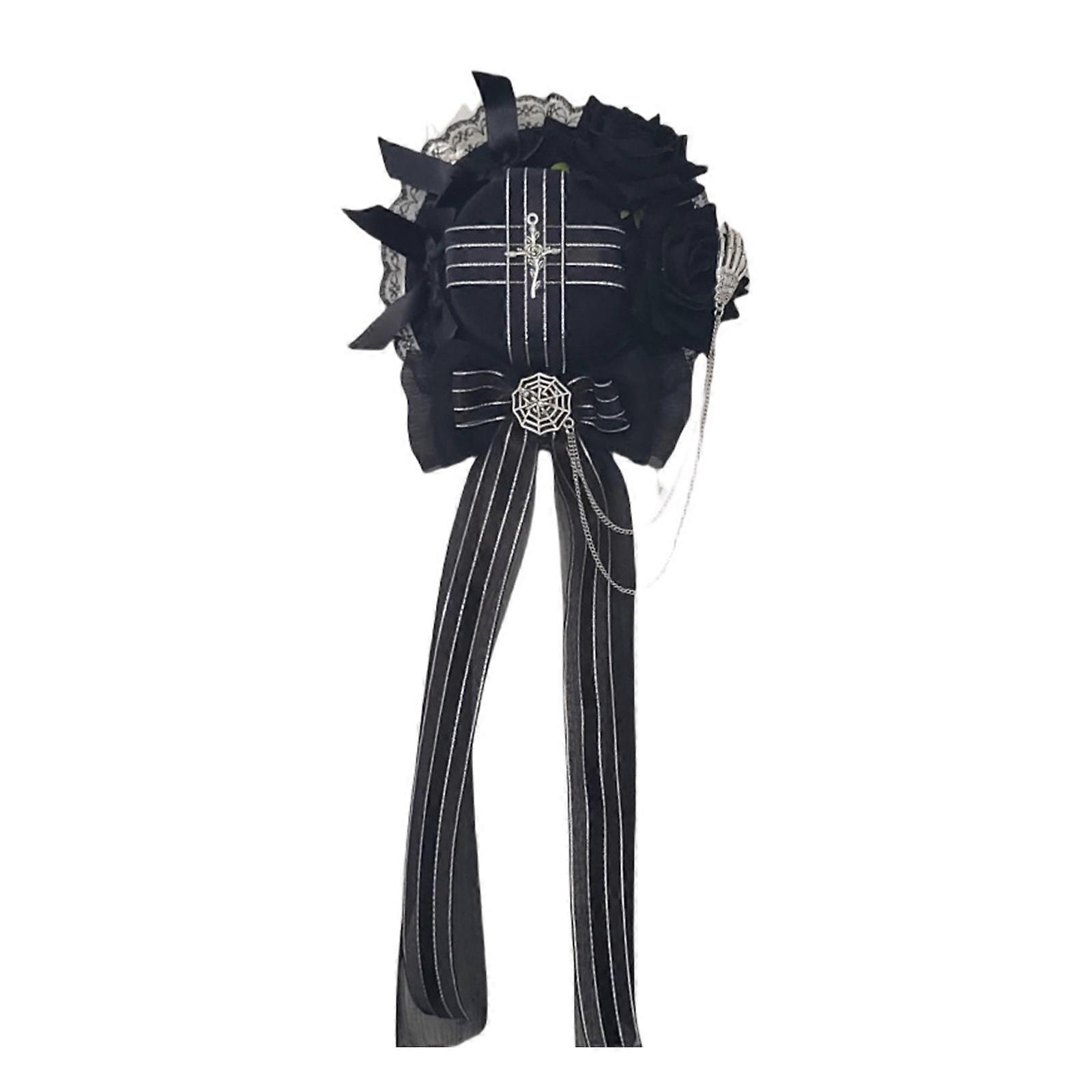 וינטג גותיות שחור מיני עליון כובע כיסוי ראש תחרה ורד קליפ צד כיסויי ראש ל ליל כל הקדושים קוספליי אביזר למסיבה תחפושת שחור