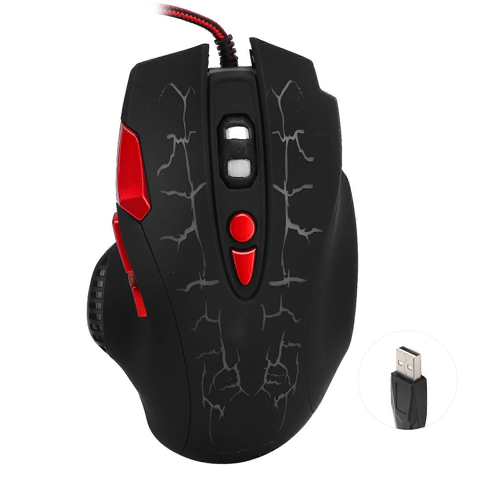 Gaming Mouse USB Wired 8 Keys 4‑Speed DPI Adjustable with Breathing Light Computer Device