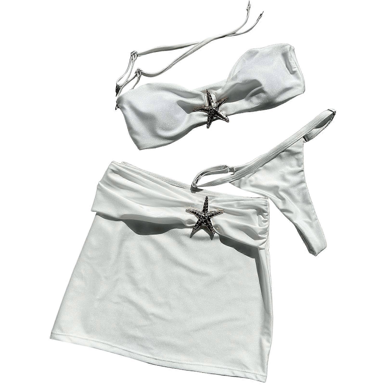 Femmes Split Maillot De Bain Avec Maillot De Bain Wrap Maillot De Bain Dos Nu Avec Maillot De Bain Coverup Maillot De Bain Dos Nu Blanc S