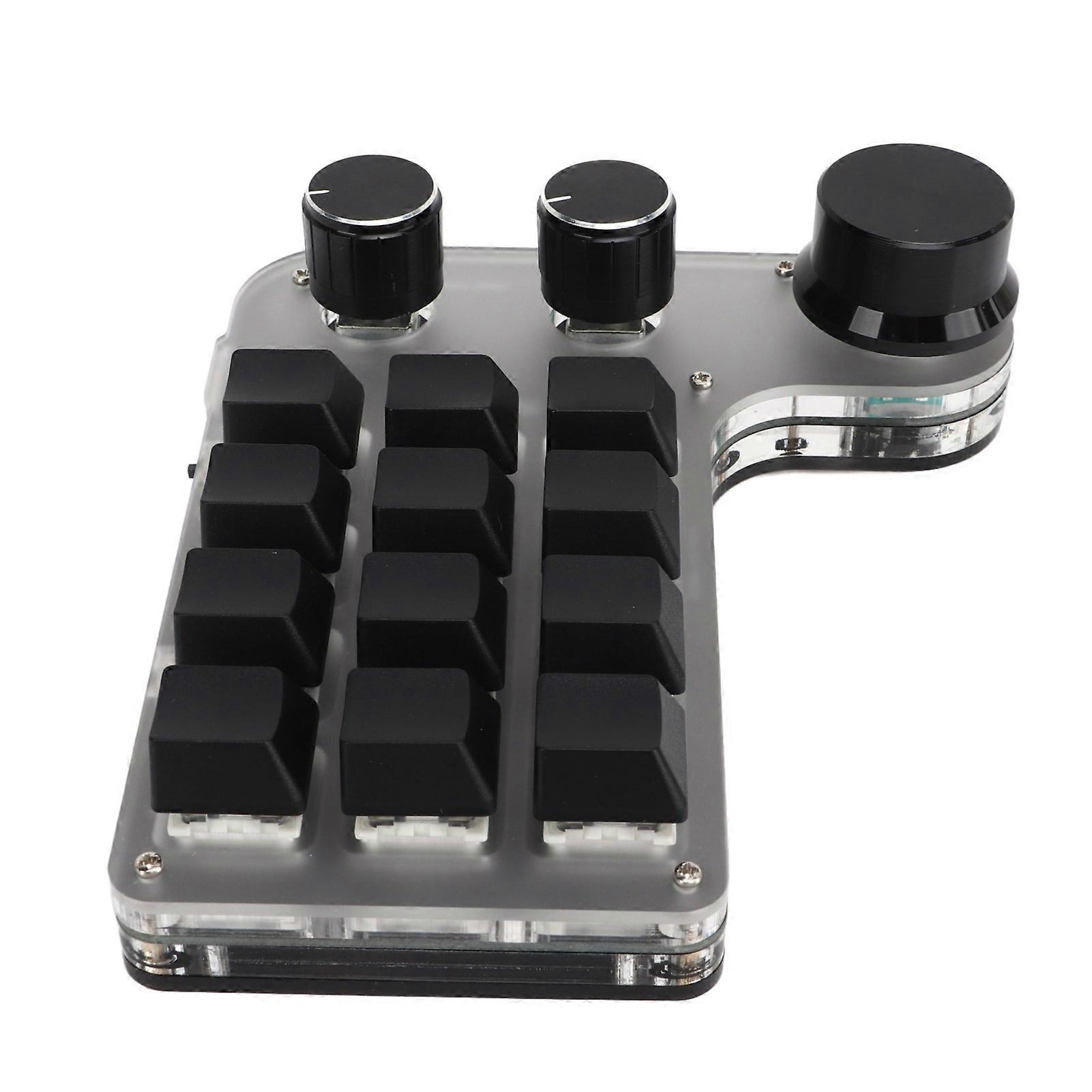 Programmable Keyboard with RGB 3 Knob 12 Keys Bluetooth DIY Multifunction Keypad For Office Media Laboratory