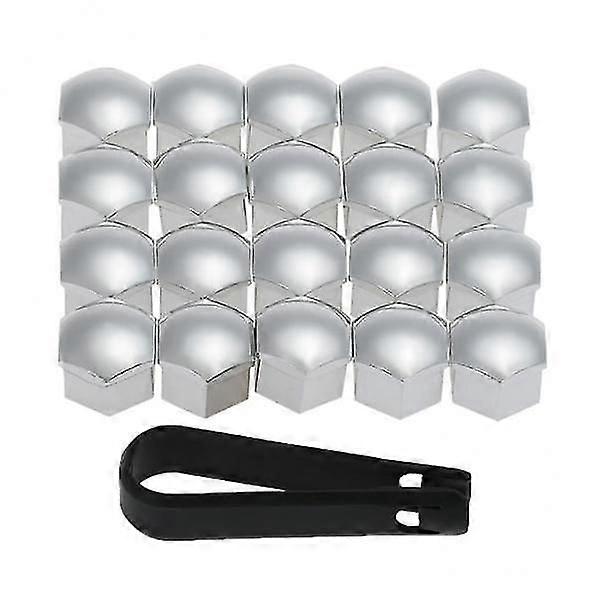 4x20pcs Universal 17mm Wheel Nut Covers Lug Nut Caps Screw Protector Silver