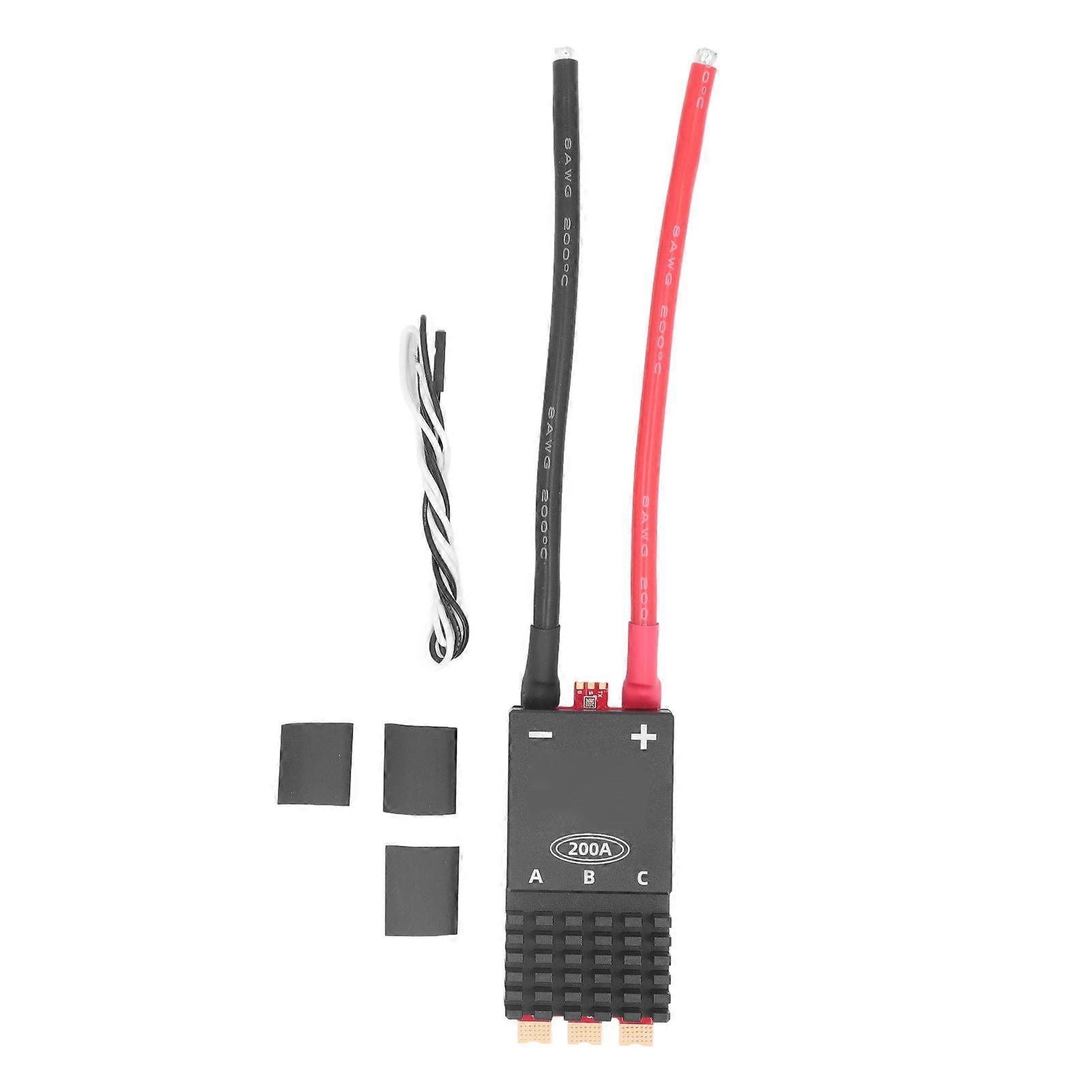 Risegun Brushless ESC, 200A 5‑12S Lipo Battery Powered RC Car Motor Electric Speed Controller, 128KHz PWM DC18V‑50.4V