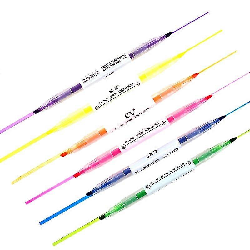 Double Ended Highlighter Pen, Angled Tip, Two-Tip Marker, Plastic Body, Office Stationery Supplies