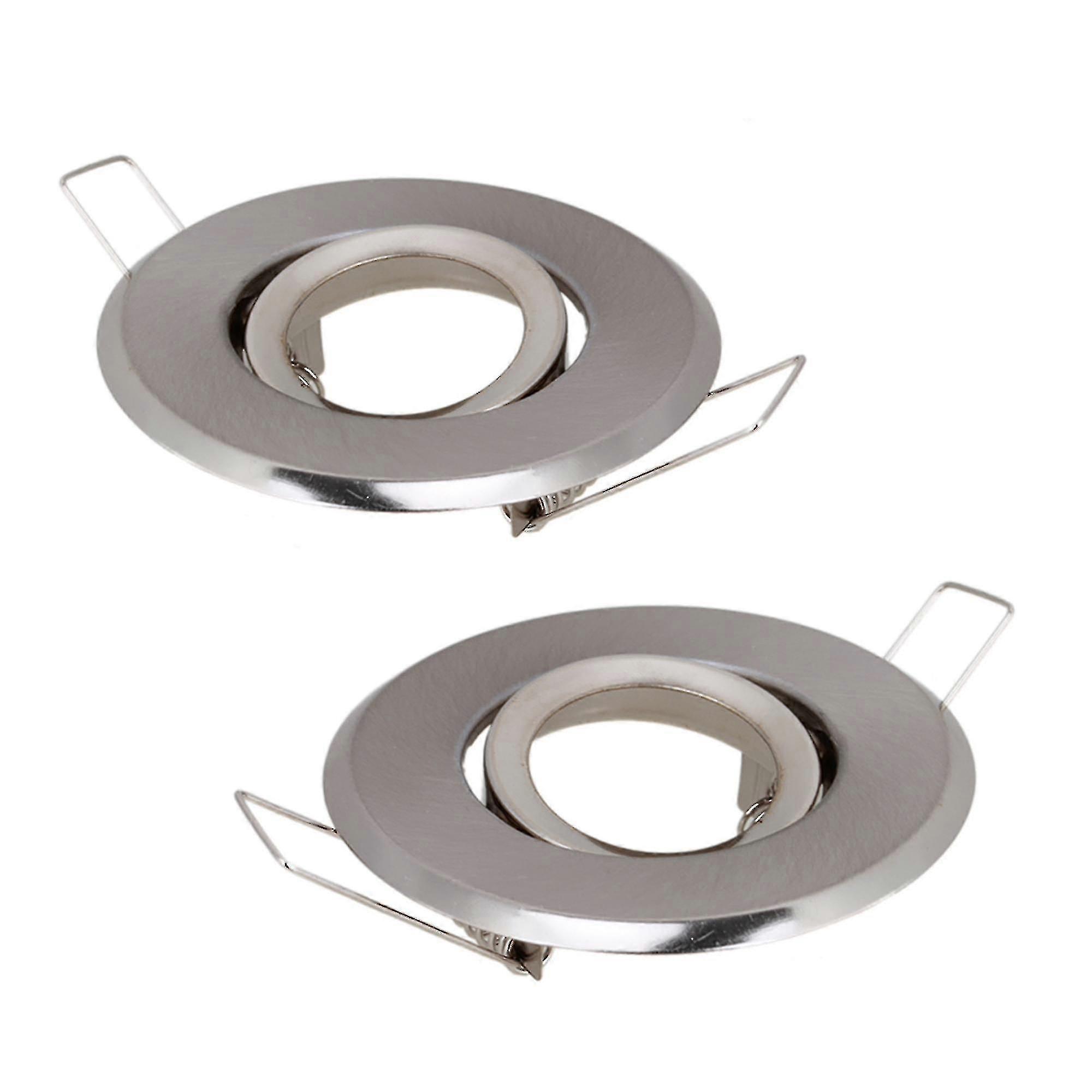 2 X Mr11 Downlight Fitting Gimble Satin Chrome With Lamp Holder 70mm