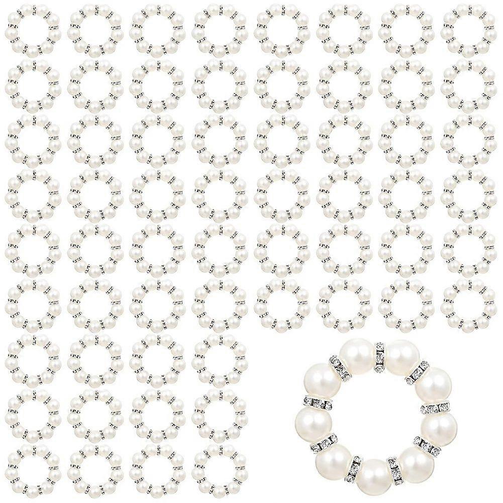 Anel de guardanapo de pérolas com imitação de pérolas e strass