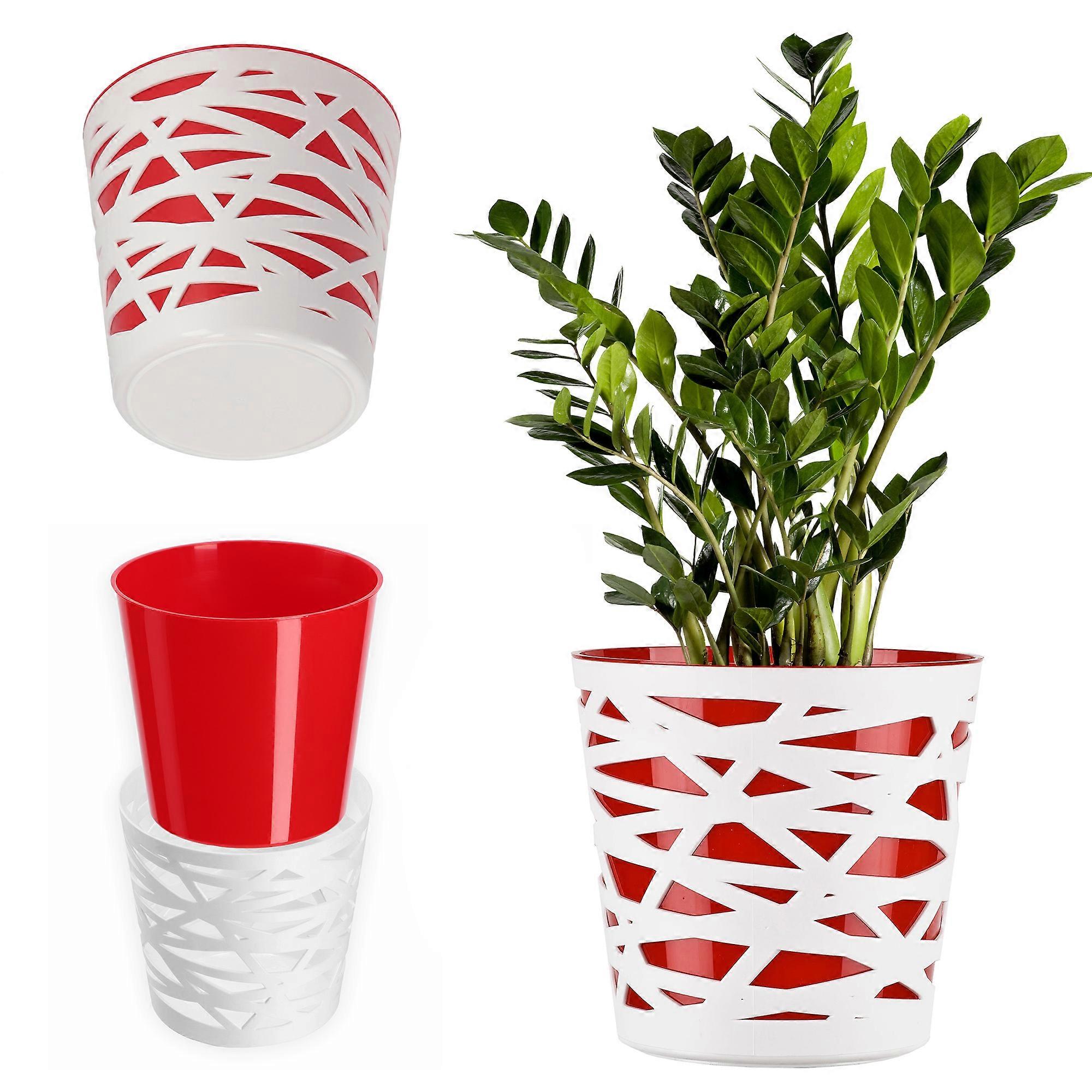 KADAX Blumentopf-Abdeckung aus Kunststoff, 13 cm, rot – modernes Design