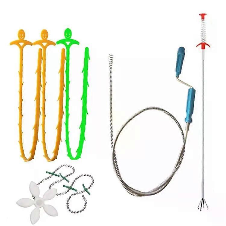 Kitchen Pipe Dredge Kit-6 PCS Anti-Blocking Sewer Tool,1.5M Length