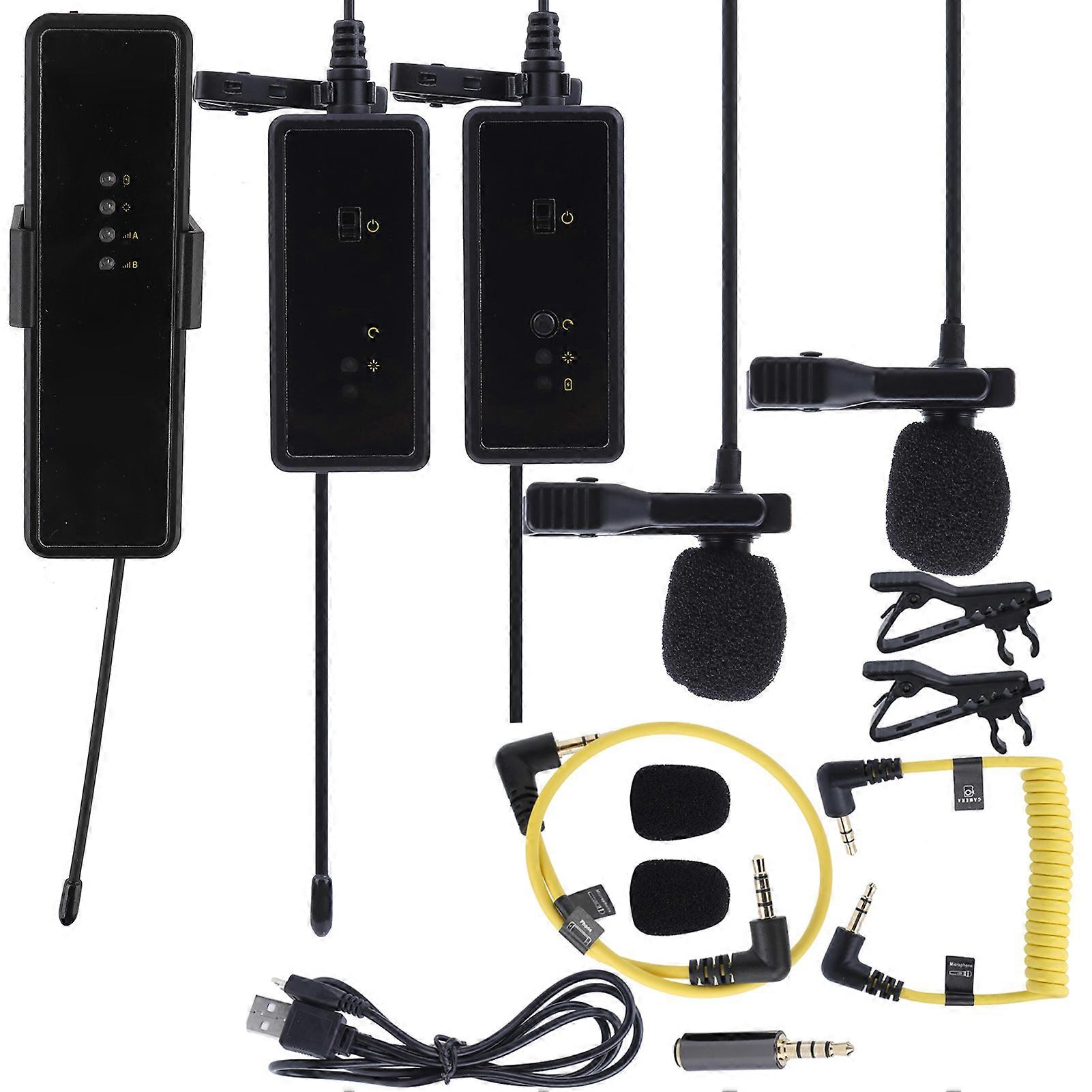 MOVINGMIG Wireless Interview One for Two Microphone Phone Live Recording Lavalier MIC