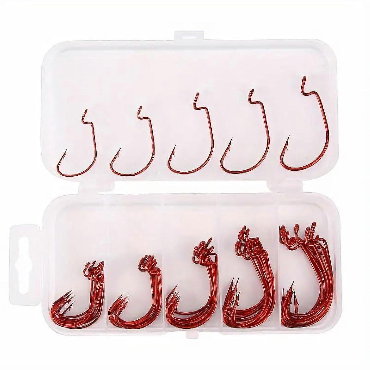 50Pcs Premium Fishing Hooks Set - High Carbon Steel Ultra Sharp Hooks for Bass Trout Saltwater Freshwater Fishing
