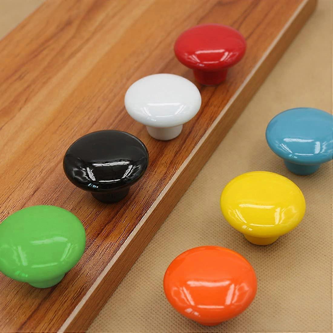 15PCS Glossy Ceramic Knobs 1.5 Inch Round Mushroom Cabinet Pulls Mixed Color Vintage Drawer Handles for Dresser Cupboard