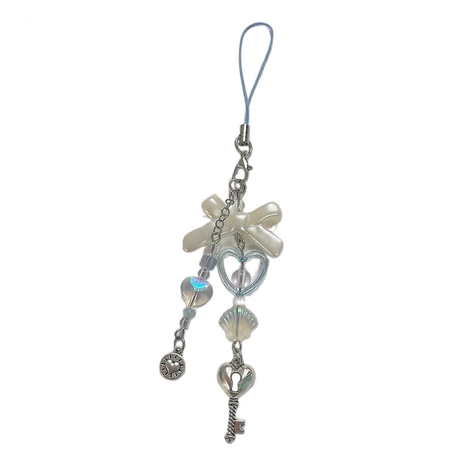 Convenient Beaded Phone Pendant Keychain Ornament Keyring Phone Charm Chain Decorative Accessory for Bag and Purses