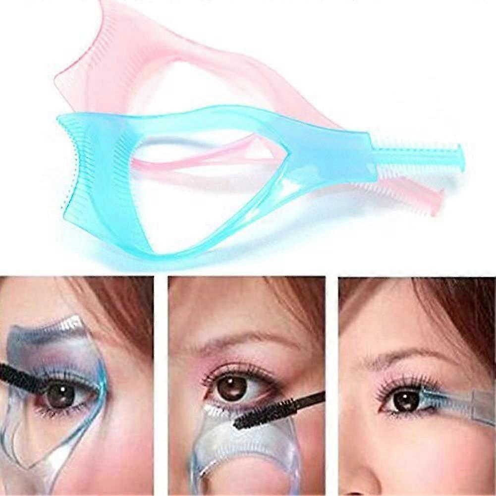 2Pcs 3-in-1 Plastic Makeup Eyelash Tool with Mascara Guard & Comb