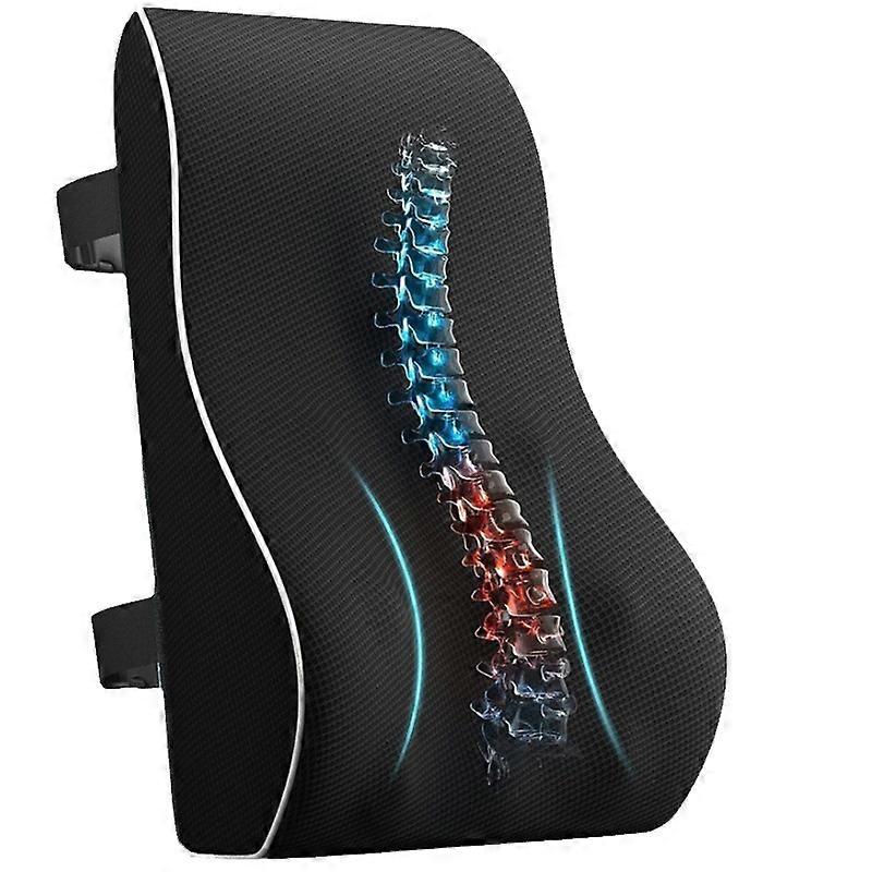 Lumbar Support Pillow for Patented Protruding Office Chair - Ergonomic Waist Pain Relief, Adjustable, Memory Foam, Black