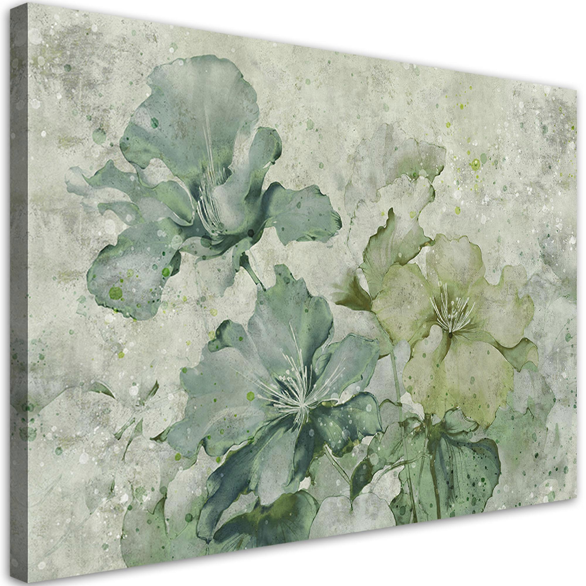 Lienzo, Acuarela flores verdes - 100x70