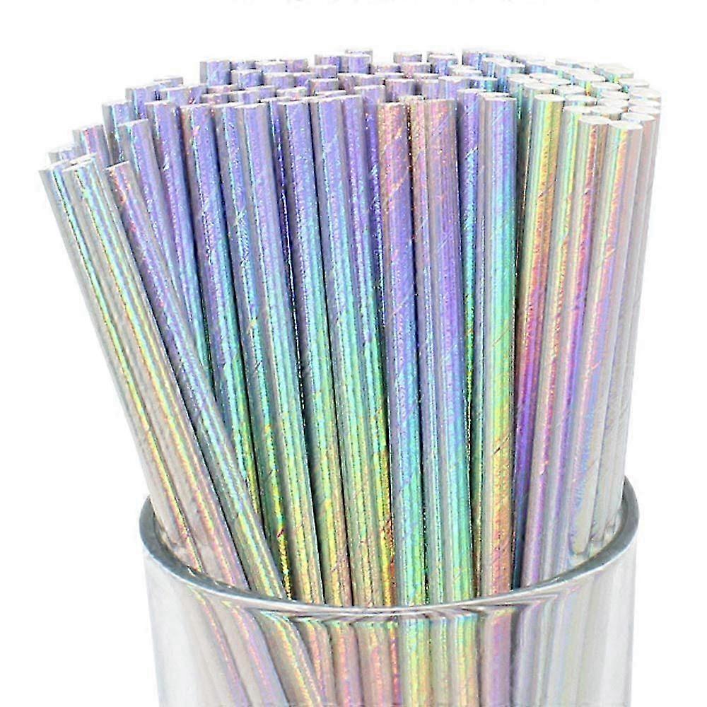 Disposable Drinking Paper Straws (200pcs, Silver)