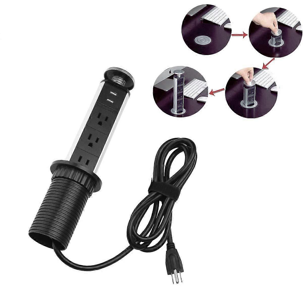 Popular Outlet for Kitchen Countertop, 3.35" Hole Size Grommet Power Outlet Popular Outlet with USB-C for Home, Office, 6ft Power Cord