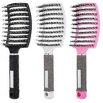 3 Pieces Vented Detangling Hair Brush Boar Bristle Curved Hair Brush Detangling