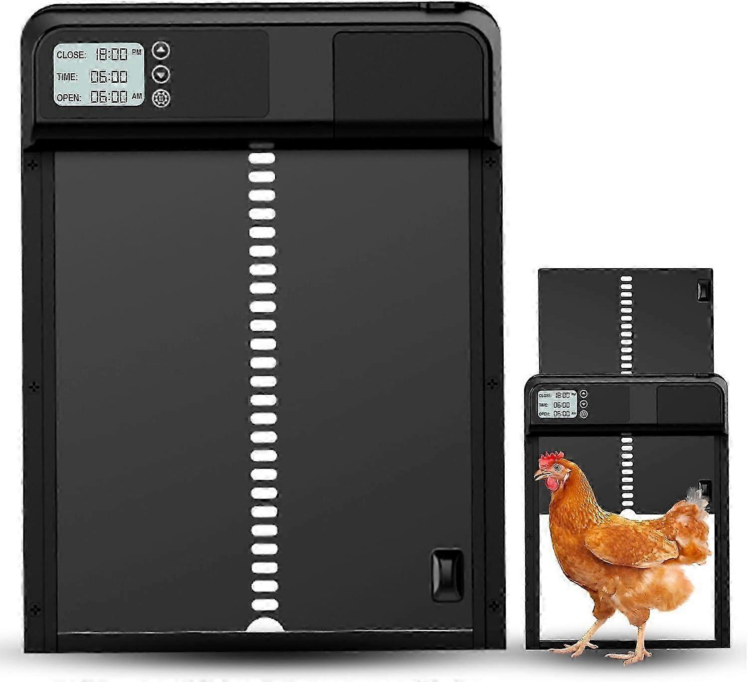 Automatic Chicken Coop Door, Automatic Chicken Coop Door with Timer and Aluminum Manual with LCD Display, Battery Powered Safe and Comfortable Keeping