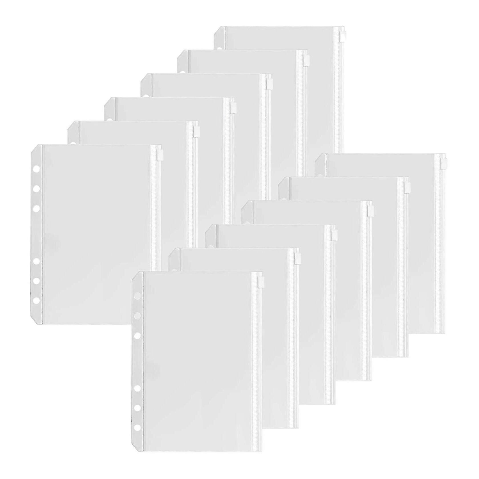 12 Pcs A5 Binder Pockets Binder Zipper Folders for 6-Ring Notebook Binder Loose Leaf Insert Bags Wa