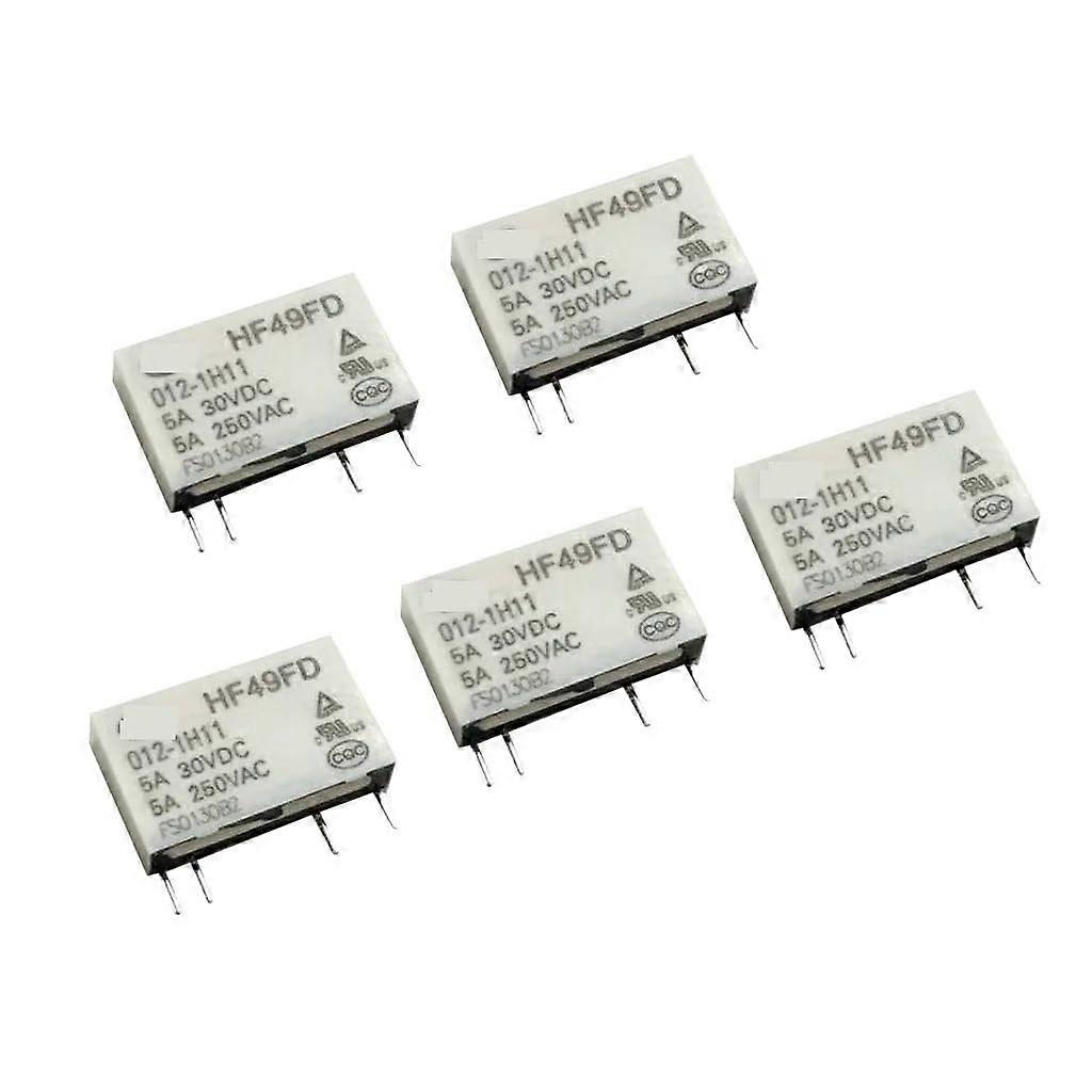 5 Pieces 12VDC 250VAC 5A 4 Terminal NO HF49FD 0121H11 Power Relay