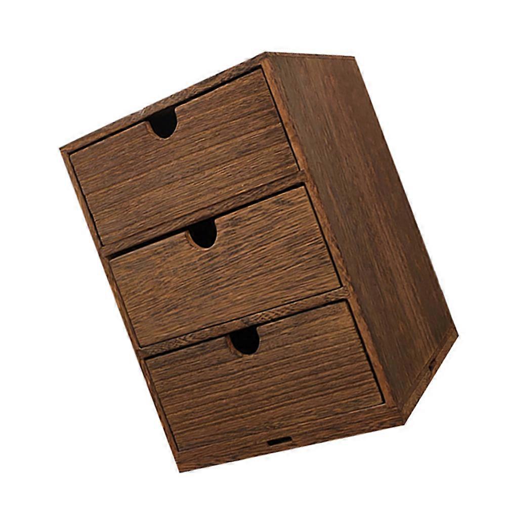 Wooden Multi Layer Storage Drawer Box Organizer for Home, Office, and Kitchen – Brown Sundry Sorting Case for Cosmetics, Accessories, and More