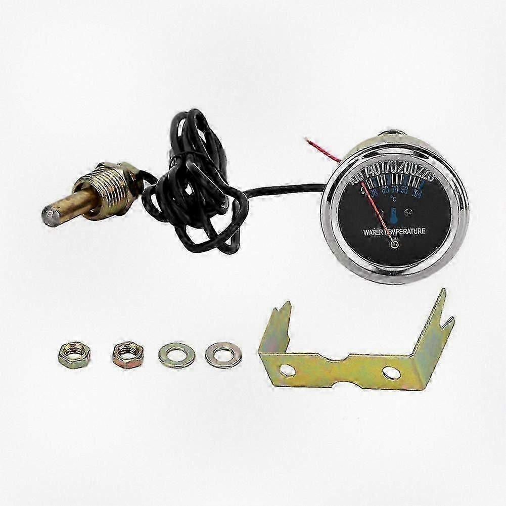 Metal 52mm Mechanical Water Temperature Gauge with Yellow Light for Vehicles, Operating Range 38-104, 12V Compatible