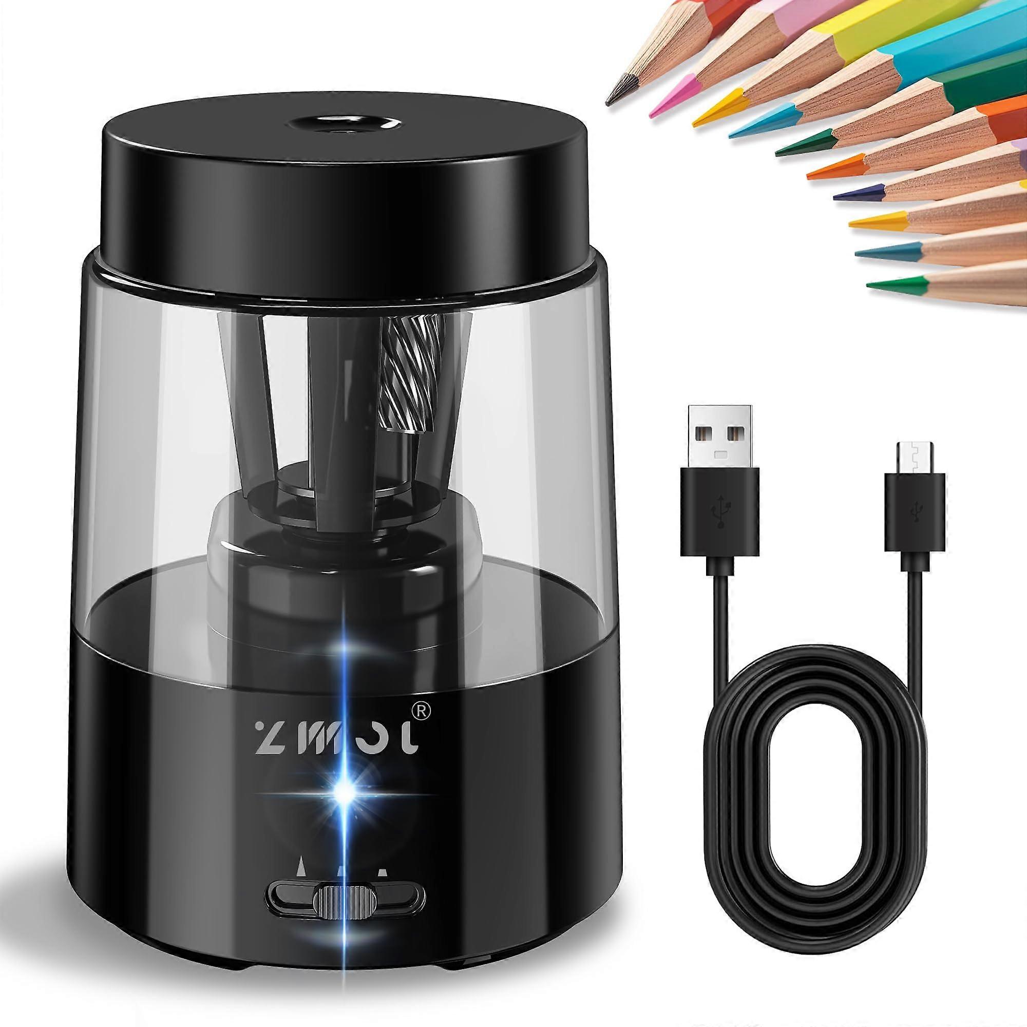 Electric Pencil Sharpener for Colored Pencils, Rechargeable HandsFree Pencil Sharpeners,Fully Automatic Robot Pencil Sharpener, Auto in Out