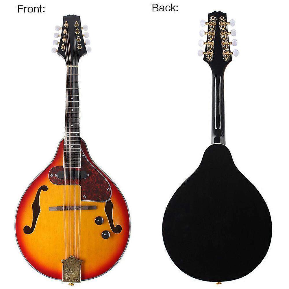 Adjustable 8-String Electric A Style Mandolin Rosewood Fingerboard String Instrument with Cable Strings Cleaning Cloth