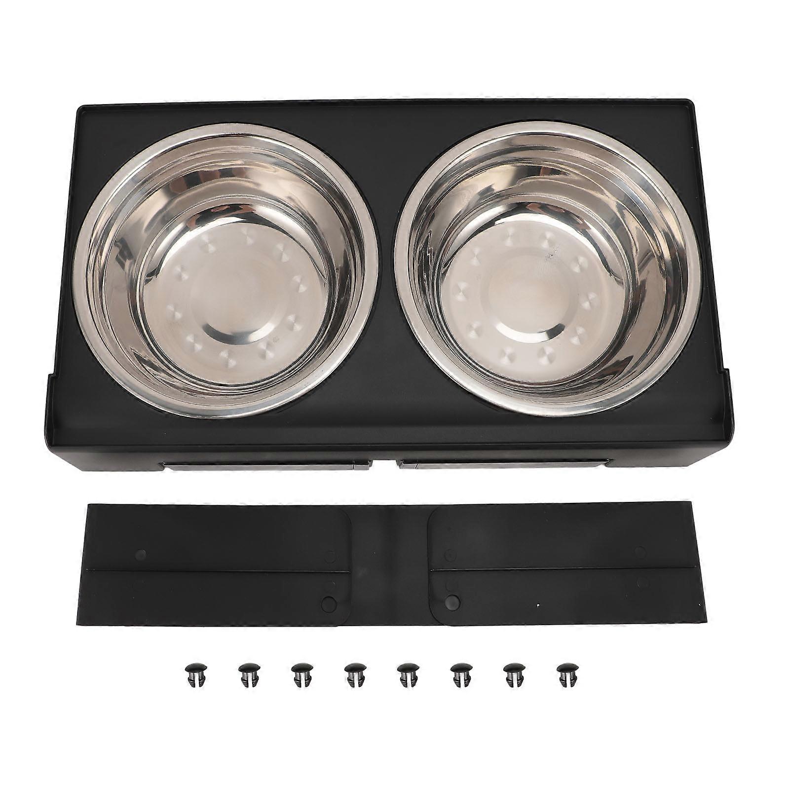 Gamelle surélevée pour chien, hauteur réglable, en acier inoxydable, antidérapante, pour chiens de taille moyenne et grande, noire