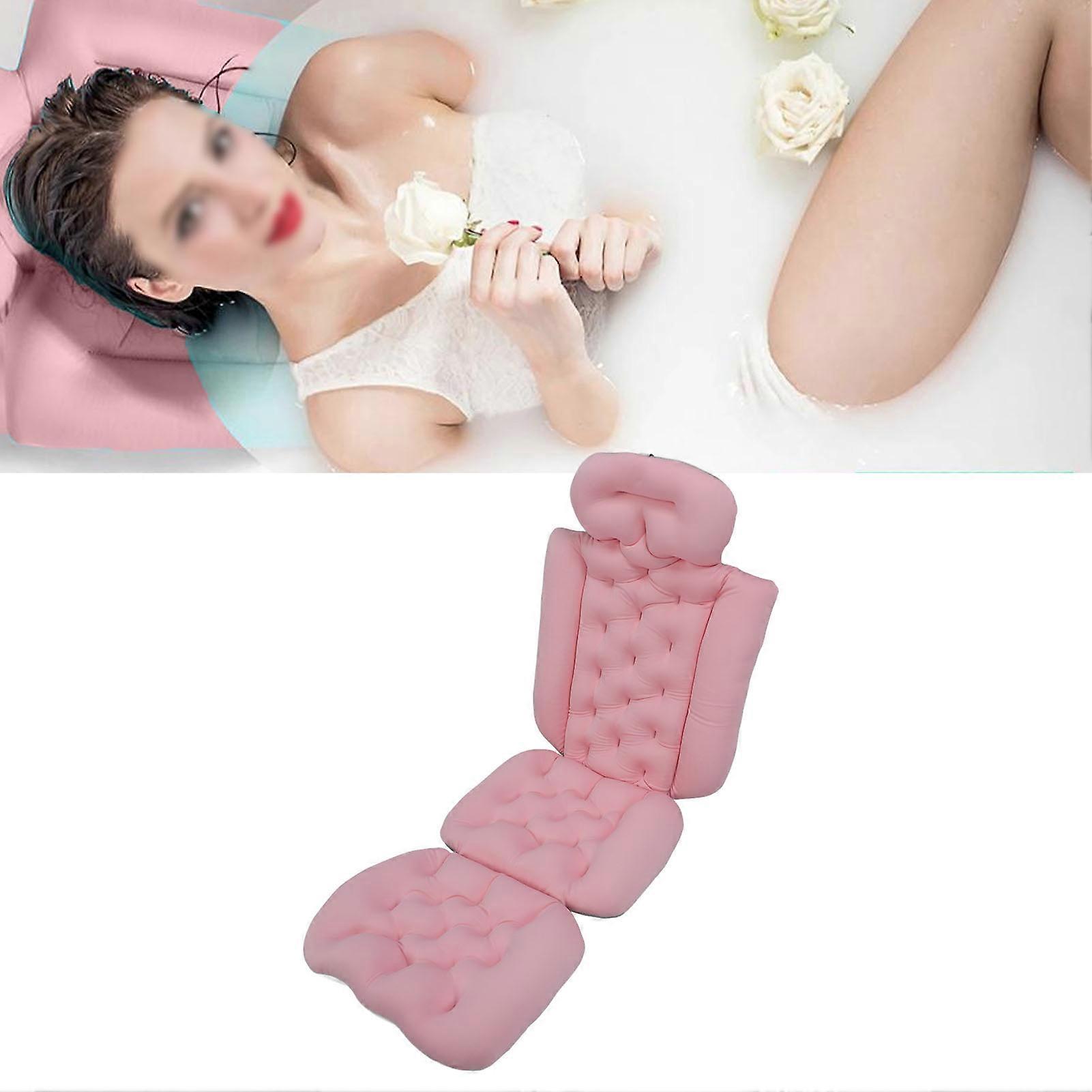 כרית אמבטיה לגוף מלא למבוגרים מונעת החלקה כרית אמבטיה רחיץ ניתנת להסרה עם כוסות יניקה חזקות ורוד 